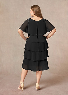 Azazie Rita Mother of the Bride Dresses Black A-Line Scoop Beaded Chiffon Dress image2