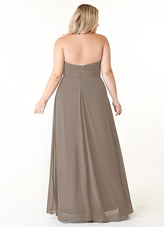 Azazie Tessie Bridesmaid Dresses Taupe A-Line V-Neck Pleated Chiffon Dress image7