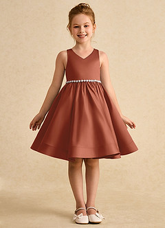 Azazie Julietta Flower Girl Dresses Auburn Ball-Gown Convertible Tulle Dress image9