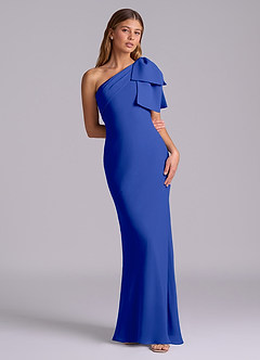 Azazie Yuanna Bridesmaid Dresses Royal Blue Mermaid One Shoulder Chiffon Dress image3