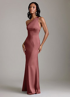 Azazie Voni Abiti da Damigella Abito Sirena in Raso Elasticizzato Monospalla Ametista image6