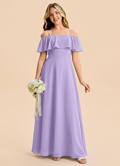 Azazie Maggie Junior Lilac A-Line Off the Shoulder Chiffon Dress image5
