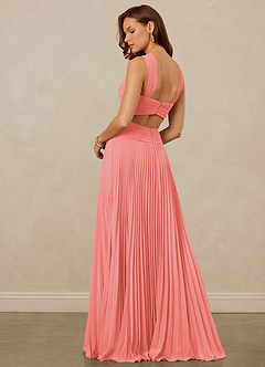 Christian Siriano Bridal for Azazie 1009 Bridesmaid Dresses Coral A-Line Pleated Chiffon Dress image3