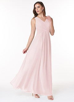 Azazie Flora Abiti da Damigella Abito A-Line in Chiffon Plissettato Rosa Rossore image4