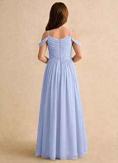 Azazie Chelo Girls Formal Flower Girl Dresses Ice A-Line Pleated Chiffon Dress image2