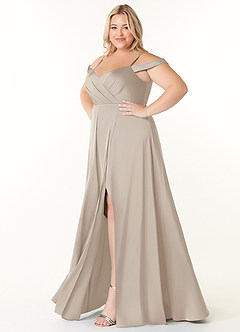 Azazie Ocean Brautjungfernkleider A-Linie V-Hals Gefaltet Stretch-Satin Kleid Frost image3