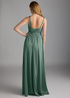 Azazie Chanel Brautjungfernkleider A-Linie Plissee Stretch-Satin Kleid Eukalyptus image2