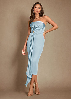 Azazie Dinanta Mother of the Bride Dresses Sky Blue Column Pleated Chiffon Dress image1