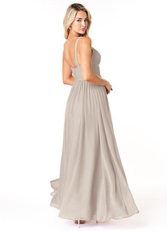 Azazie Chanel Brautjungfernkleider A-Linie Plissee Chiffon Kleid Frost image5