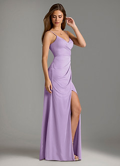 Azazie Maci Bridesmaid Dresses Lilac Sheath Pleated Mesh Dress image4