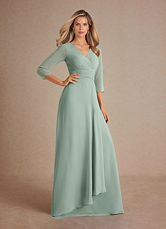Azazie Mayfield Mother of the Bride Dresses Agave A-Line Pleated Chiffon Dress image4