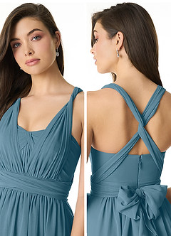 Azazie Olani Bridesmaid Dresses Bermuda A-Line One Shoulder Chiffon Convertible Dress image5