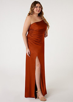 Azazie Eren Bridesmaid Dresses Paprika Mermaid One Shoulder Stretch Satin Dress image8