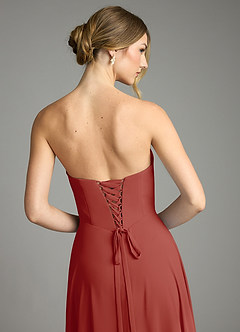 Azazie Ayla Abiti da Damigella Abito A-Line in Chiffon Scollo a Cuore Terracotta image11