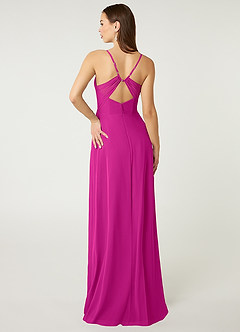 Azazie Minie Bridesmaid Dresses Fuchsia A-Line Bow Chiffon Dress image2
