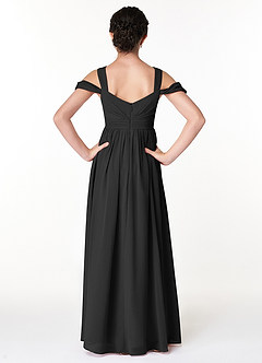 Azazie Lianne Junior Vestido de Negro de Gasa de Acampanado con Vestidos sin tirantes image2