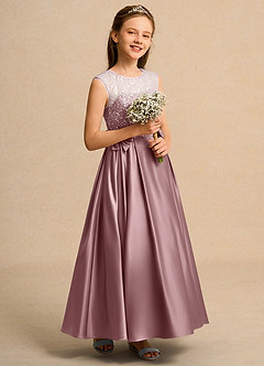 Azazie Candy Girl Jurken voor bloemenmeisjes Baljurk Jurk van Mat Satijn Boog Stoffige Roos image5