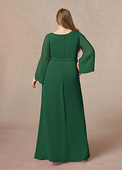 Azazie Belinda Mère de la mariée Robes Robe Trapèze en Mousseline de soie Col V plissé Vert Foncé image7