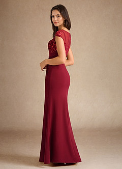 Azazie Santa Clarita Mother of the Bride Dresses Burgundy Mermaid Sequins Stretch Crepe Dress image3