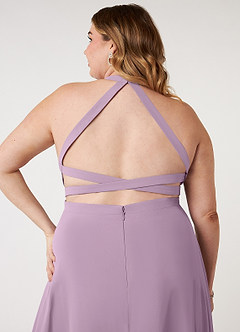 Azazie Clarice Bridesmaid Dresses Wisteria A-Line Halter Chiffon Dress image10