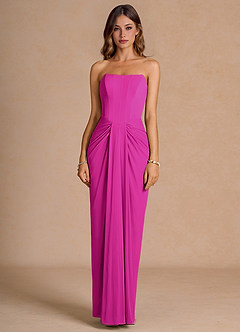 strapless open back dress Estefany Strapless Pleated Floral Maxi Dress main image 0
