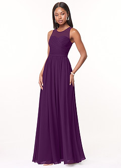 Azazie Nina Brautjungfernkleider A-Linie Plissee Chiffon Kleid Traube image4