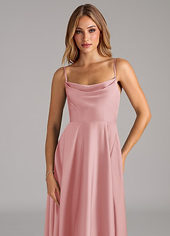 Azazie Elle Brautjungfernkleider A-Linie Plissee Stretch-Satin Kleid Puderrosa image2