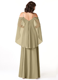 Azazie Cienna Bridesmaid Dresses Moss Green A-Line Off the Shoulder Chiffon Dress image2