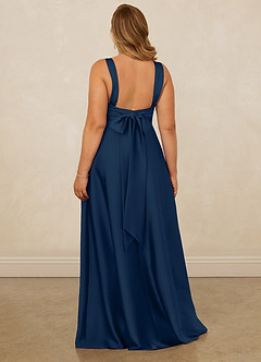 Christian Siriano Bridal for Azazie 1001 Bridesmaid Dresses Dark Navy A-Line Sweetheart Neckline Stretch Satin Dress image12