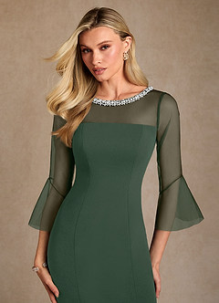 Azazie Bellevie Mother of the Bride Dresses Eucalyptus Sheath Beaded Stretch Crepe Dress image6