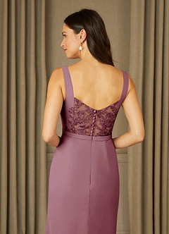 Azazie Yabelle Mother of the Bride Dresses Vintage Mauve Mermaid Lace Chiffon Dress image6