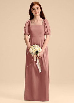 Azazie Briar Junior Robe Trapèze en Satin extensible Arc Rosette image1