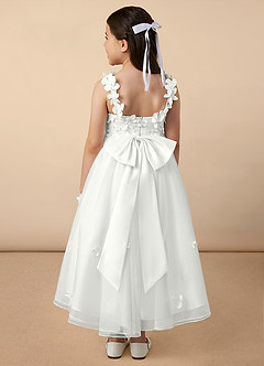 Azazie Ceres Flower Girl Dresses Diamond White Ball-Gown Lace Tulle Dress image2