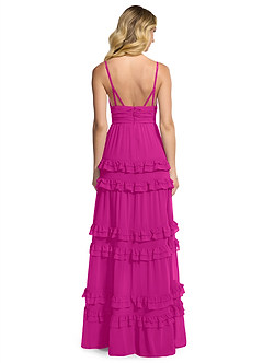 Azazie Rachel Bridesmaid Dresses Fuchsia A-Line Chiffon Dress image2