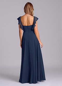 Azazie Leilani Bridesmaid Dresses Dark Navy A-Line Pleated Chiffon Dress image2