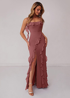 Barbie ♥ Azazie Bridesmaid Dresses Amethyst Sheath Bow Chiffon Dress image4