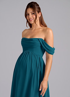 Azazie Saige Zwangerschaps Bruidsmeisjekleding A-Lijn Geplooid Chiffon Vloerlengte Jurk image6