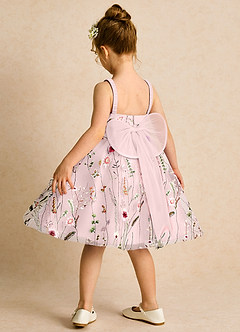 Azazie Peppa Flower Girl Dresses Blushing Pink A-Line Sweetheart Neckline Tulle Dress image5