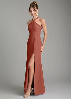 Azazie Rue Bridesmaid Dresses Auburn A-Line Halter Chiffon Dress image5