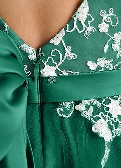 Azazie Butterfly Blumenmädchenkleider A-Linie Spitze Kleid Smaragd image5