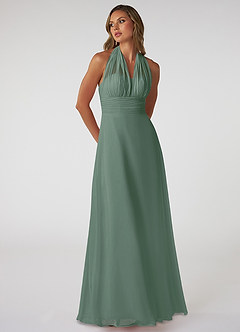 Azazie Fifi Bridesmaid Dresses Eucalyptus A-Line Strapless Chiffon Convertible Dress image6