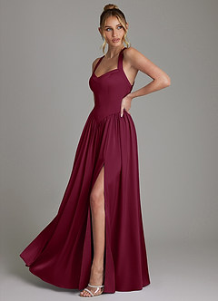 Azazie Francis Bridesmaid Dresses Mulberry A-Line Corset Stretch Satin Dress image5