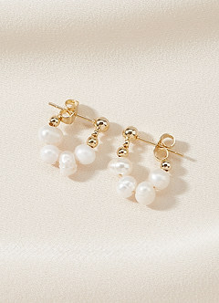 front Boucles d'oreilles créoles en perles d'eau douce