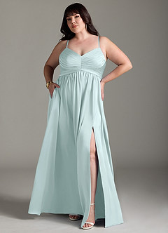 Azazie Alia Brautjungfernkleider A-Linie Plissee Stretch-Satin Kleid Seegrün image8