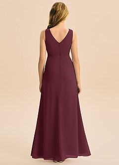 Azazie Floris Junior Robe Trapèze en Mousseline de soie Plissée Cabernet image3