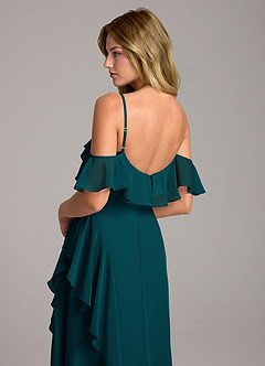 Azazie Aubrie Brautjungfernkleider A-Linie Schulterfrei Chiffon Kleid Kiefer image2