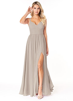 Azazie Chanel Brautjungfernkleider A-Linie Plissee Chiffon Kleid Frost image1