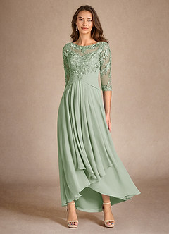 Azazie Marietta Mother of the Bride Dresses Dusty Sage A-Line Lace Dress image1