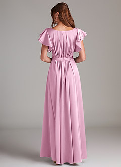 Azazie Daphne Modest Bridesmaid Dresses A-Line Ruched Stretch Satin Floor-Length Dress image6
