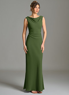 Azazie Kieryn Brautjungfernkleider Meerjungfrau-Linie Plissee Chiffon Kleid Olivgrün image5